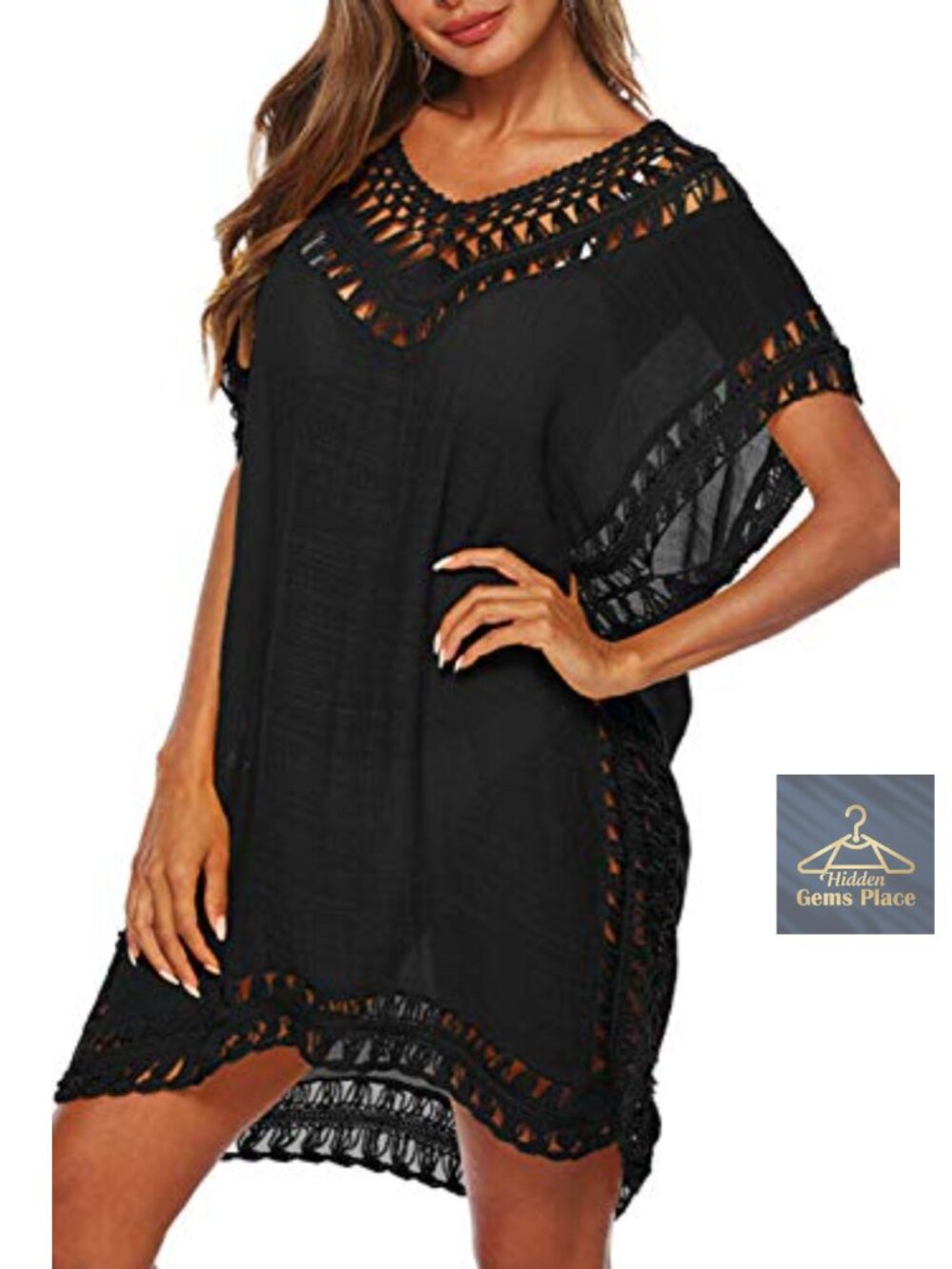 Women's Crochet Chiffon Beach Swimsuit Cover Up Tassel Dress